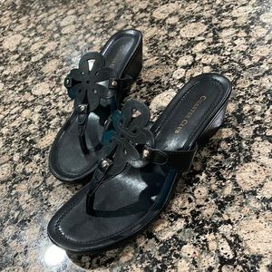 CHARTER CLUB Women’s Black Penelope Wedge Slide Sandals 7W